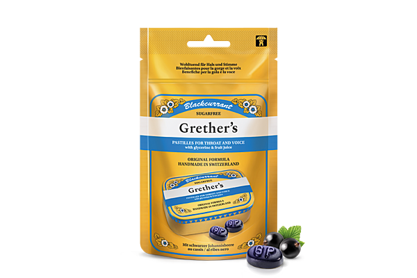 Grethers Blackcurrant Pastillen ohne Zucker Btl 110 g