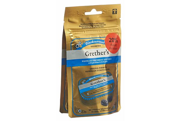 Grethers Blackcurrant Pastillen ohne Zucker DUO 2 Btl 110 g