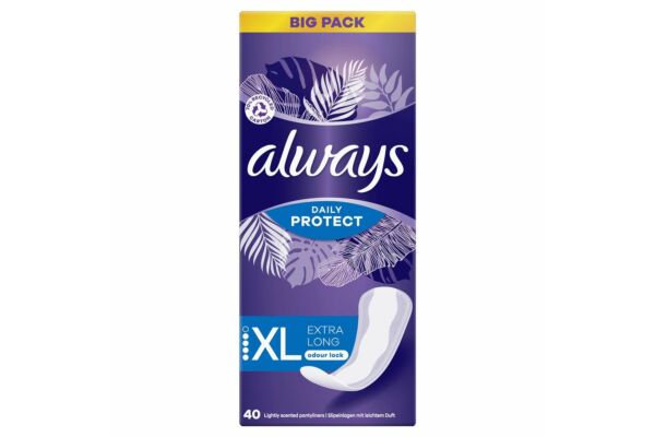always protège-slip Daily Protect Extra Long avec un léger parfum BigPack 40 pce