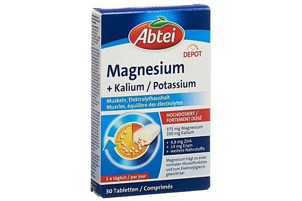 Abtei Magnesium + potassium dépôt cpr 30 pce