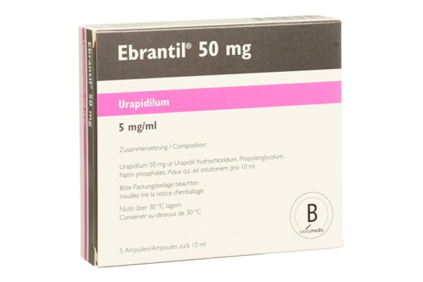 Ebrantil sol inj 50 mg/10ml 5 amp 10 ml