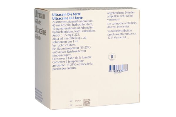 Ultracaïne D-S FORTE sol inj 100 amp 1.7 ml