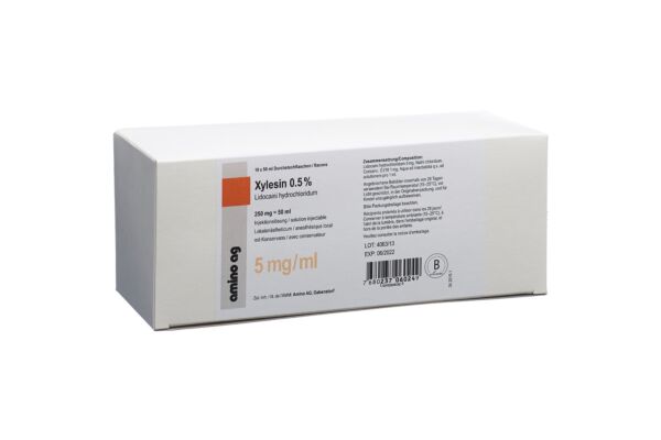 Xylésine sol inj 250 mg/50ml avec conservateur 10 flac 50 ml