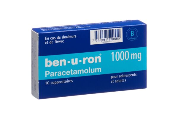 Ben-u-ron supp 1000 mg adult 10 pce