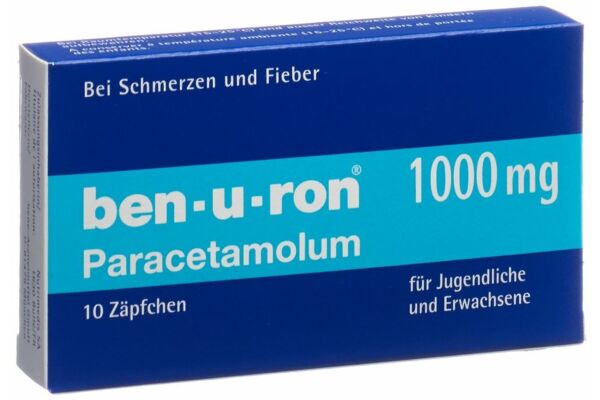 Ben-u-ron supp 1000 mg adult 10 pce