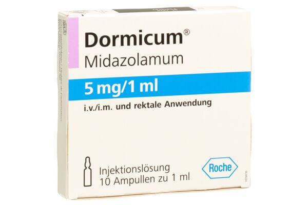 Dormicum Inj Lös 5 mg/ml i.v., i.m., rektal 10 Amp 1 ml