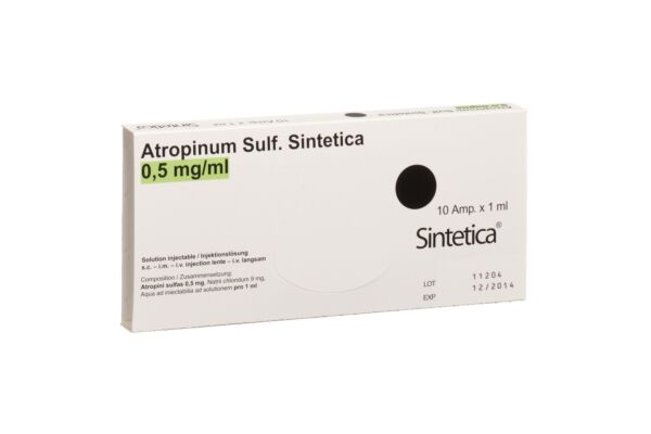 Atropinum Sulf Sintetica Inj Lös 0.5 mg/ml 10 Amp 1 ml