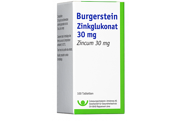 Burgerstein Zinkglukonat Tabl 30 mg Ds 100 Stk