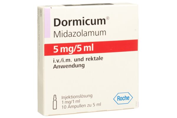 Dormicum Inj Lös 5 mg/5ml i.v., i.m., rektal 10 Amp 5 ml