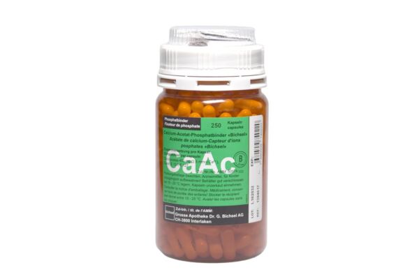 Acétate de calcium-Capteur d'ions phosphates Bichsel caps 400 mg bte 250 pce