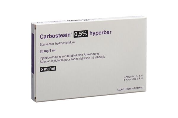 Carbostesin 0.5% hyperbar Inj Lös 20 mg/4ml 5 Amp 4 ml