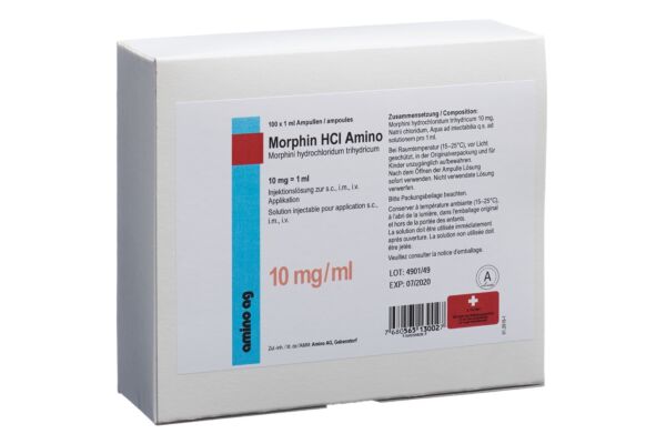 Morphin HCl Amino Inj Lös 10 mg/ml 100 Amp 1 ml