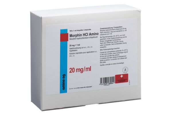 Morphin HCl Amino Inj Lös 20 mg/ml 100 Amp 1 ml