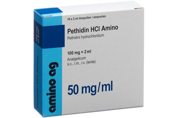 Pethidin HCL Amino Inj Lös 100 mg/2ml 10 Amp 2 ml