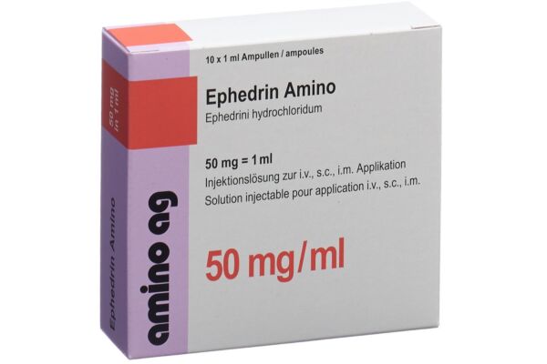 Ephedrin Amino Inj Lös 50 mg/ml 10 Amp 1 ml