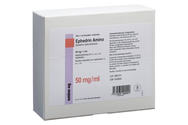 Ephedrin Amino Inj Lös 50 mg/ml 100 Amp 1 ml