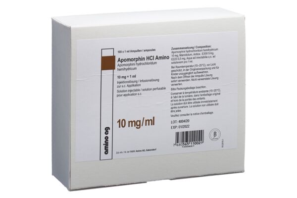 Apomorphin HCl Amino sol inj 10 mg/ml 100 amp 1 ml