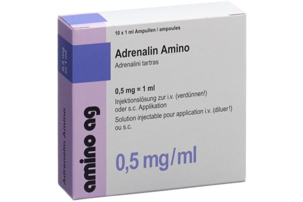 Adrenalin Amino Inj Lös 0.5 mg/ml 10 Amp 1 ml