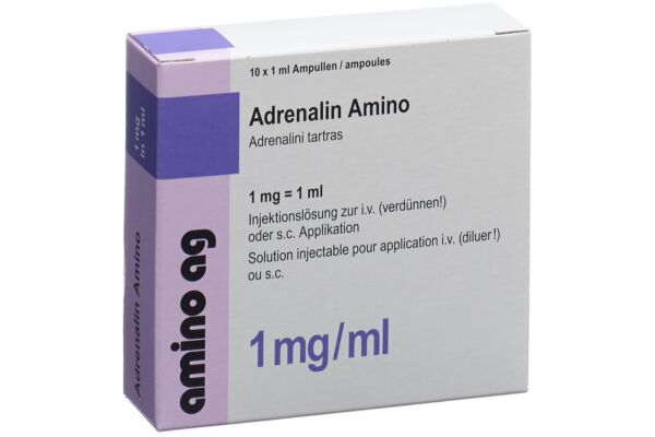 Adrenalin Amino Inj Lös 1 mg/ml 10 Amp 1 ml