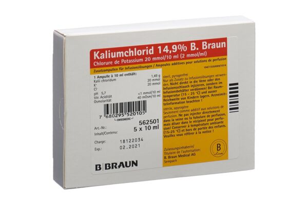 Kaliumchlorid B. Braun Inf Konz 14.9 % 10ml Glasampulle 5 Stk