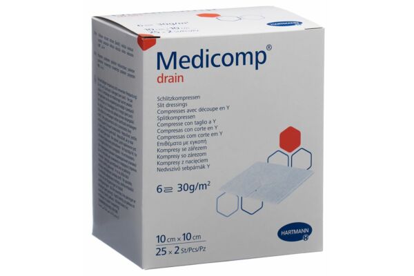 Medicomp drain 10x10cm steril 25 Btl 2 Stk
