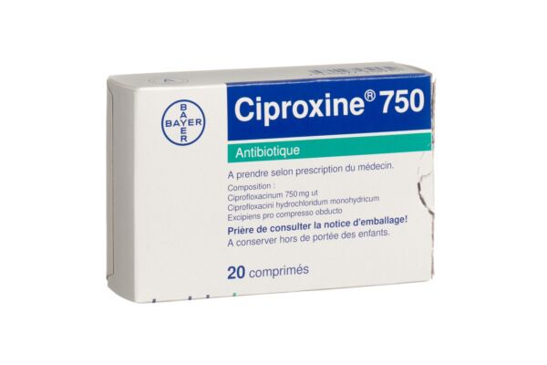 Ciproxine cpr pell 750 mg 20 pce