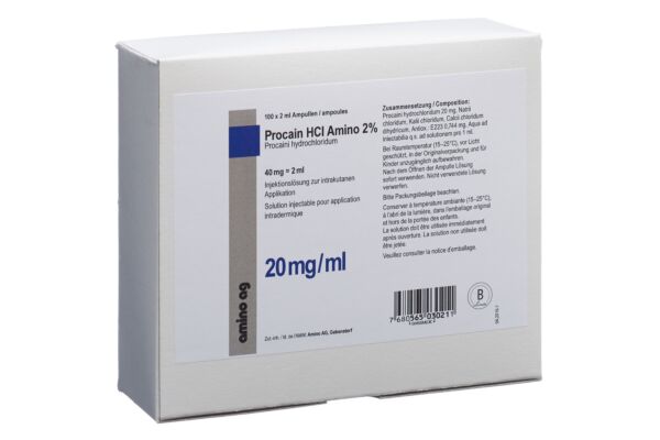 Procaine HCl Amino 40 mg/2ml 100 amp 2 ml