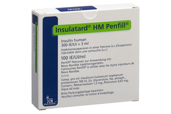 Insuline Insulatard HM Penfill 5 cartouche 3 ml