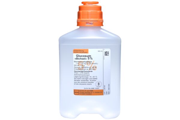 Glucosum Bichsel Inf Lös 5 % 500ml Plastikflasche ohne Besteck