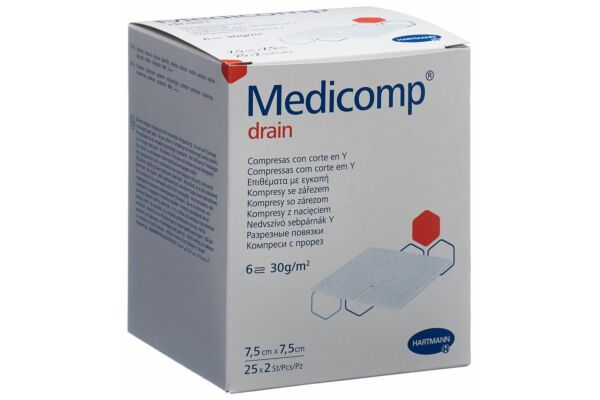 Medicomp drain 7.5x7.5 stérile 25 sach 2 pce