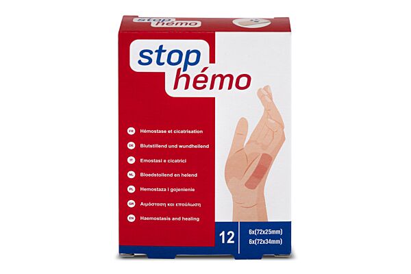 Stop Hémo Pflaster hämostatisch steril assortiert einzeln verpackt 12 Stk