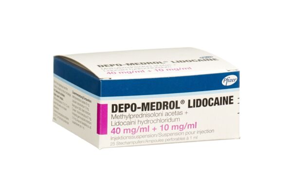 Depo-Medrol Lidocaïne susp inj 40 mg/ml 25 flac 1 ml