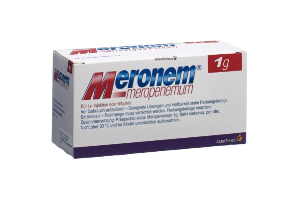Meronem i.v. subst sèche 1 g pour la préparation d'une solution injectable ou pour perfusion flac 10 pce