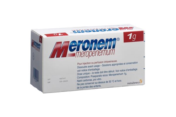 Meronem i.v. subst sèche 1 g pour la préparation d'une solution injectable ou pour perfusion flac 10 pce