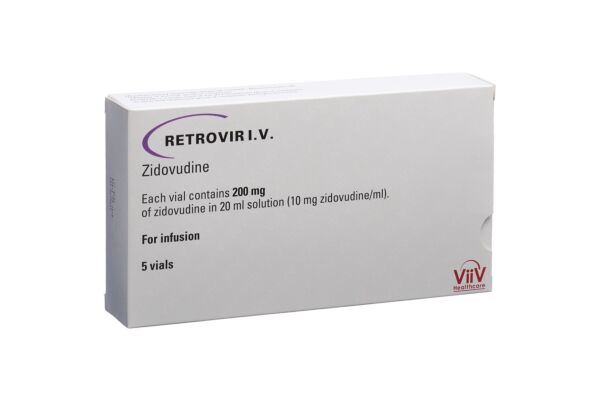 Retrovir AZT i.v. sol perf 200 mg/20ml 5 amp 20 ml