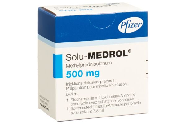 Solu-Medrol subst sèche 500 mg avec solvant flac