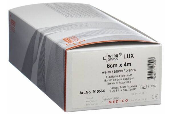 WERO SWISS Lux bande fixation gaze élastique 4mx6cm blanc 20 pce