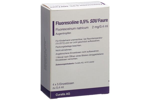 Fluorescéine SDU Faure gtt opht 0.5 % 20 x 0.4 ml