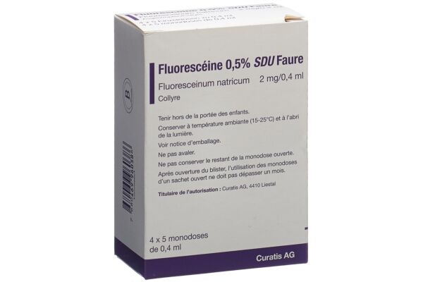 Fluoresceine SDU Faure Gtt Opht 0.5 % 20 x 0.4 ml
