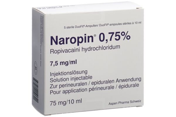 Naropin sol inj 75 mg/10ml ampoules duofit 5 pce
