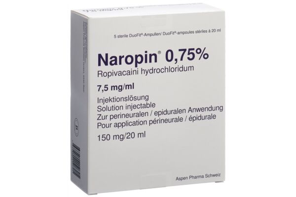 Naropin sol inj 150 mg/20ml ampoules duofit 5 pce
