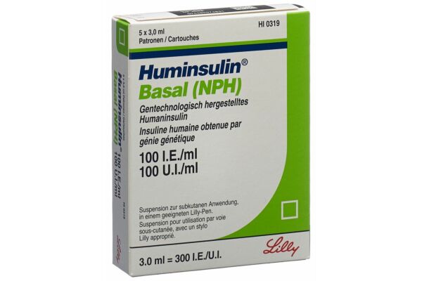 Huminsulin Basal Inj Susp Patronen für Pen 5 Patrone 3 ml