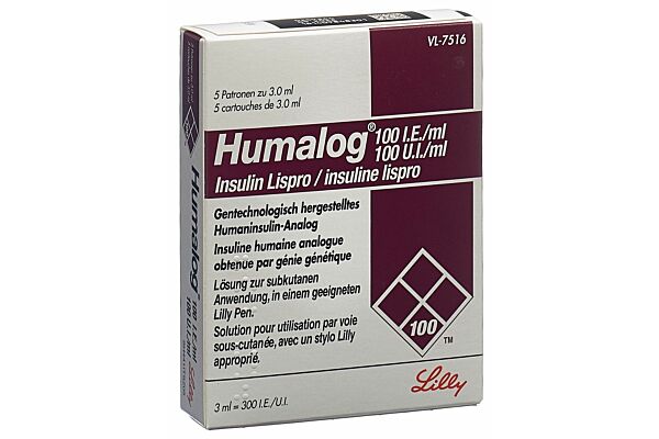 Humalog Insuline sol inj 100 UI/ml pour pen 5 cartouche 3 ml