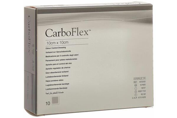 Carboflex pansement charbon actif 10x10cm stérile 10 pce