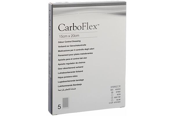 Carboflex pansement charbon actif 15x20cm stérile 5 pce