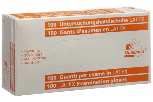 Qualimed gant examen latex S poudrés non stériles 100 pce