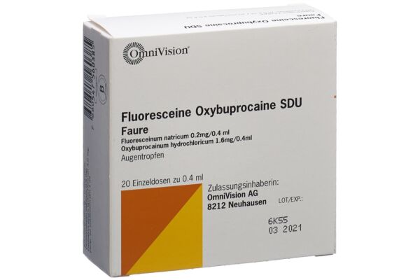 Fluorescéine Oxybuprocaïne SDU Faure 0.4 % 20 x 0.4 ml