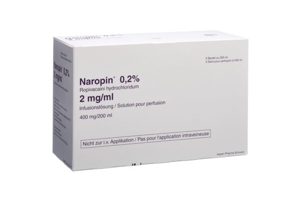 Naropin sol inj 400 mg/200ml polybag 5 pce