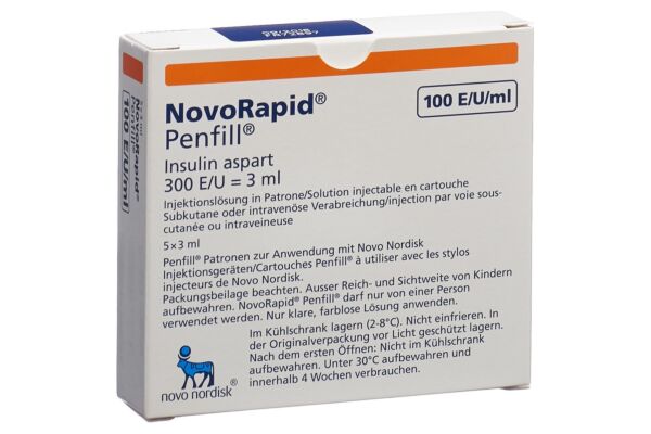 Insuline NovoRapid Penfill sol inj 5 cartouche 3 ml
