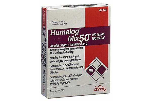 Humalog Mix 50 Insulin Inj Susp 100 IE/ml für Pen 5 Patrone 3 ml